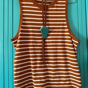 Striped Brown and White Women's Top